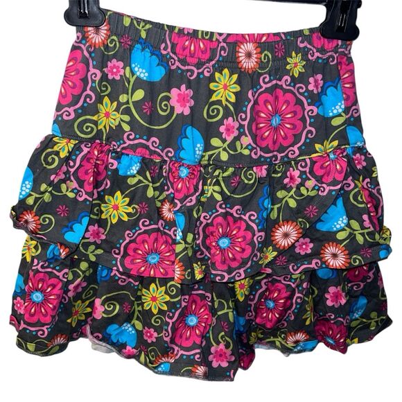 Hannah Andersson Tiered Ruffle Skirt Girls Size 10 (140) Floral Pull On Cotton - Picture 1 of 7
